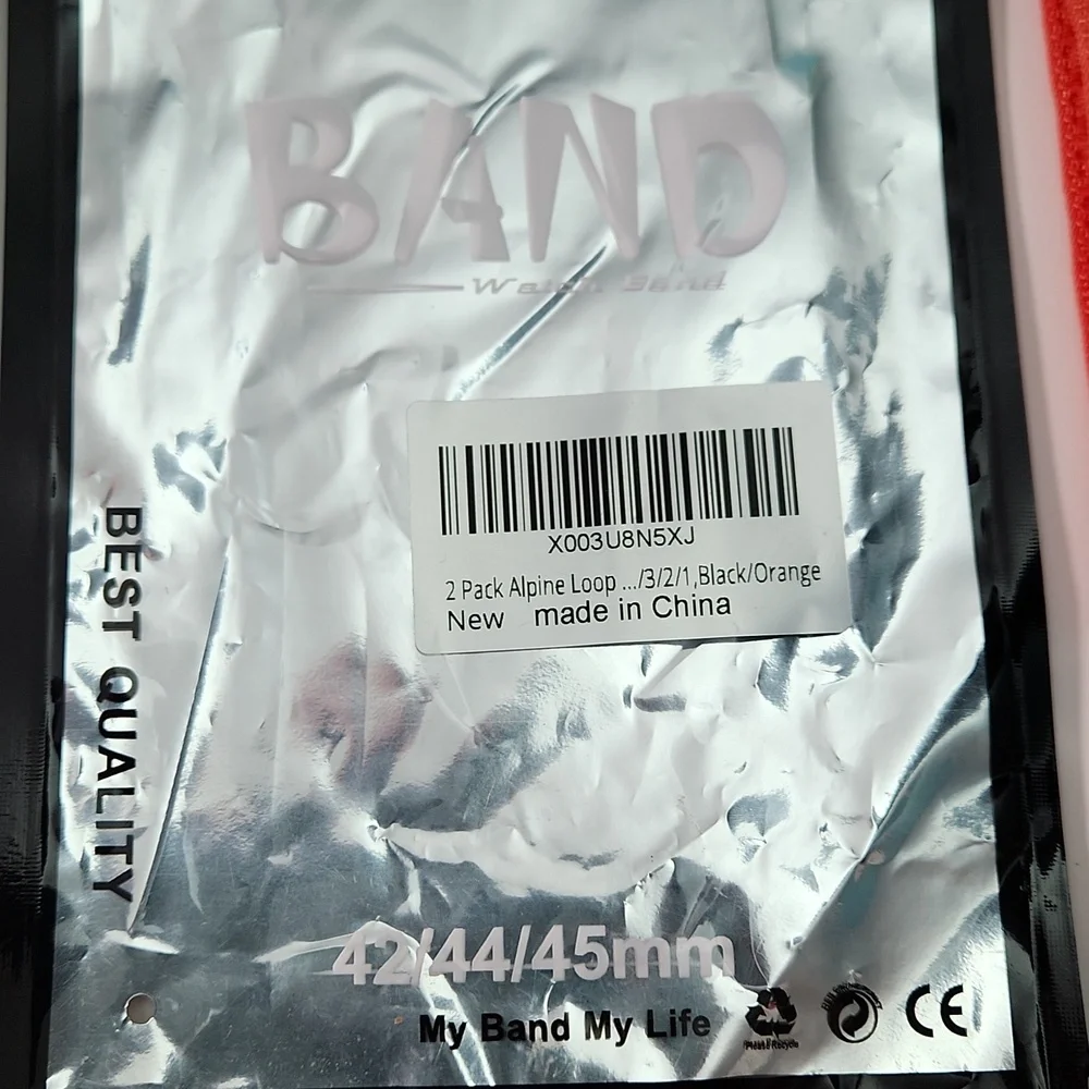44mm lug Apple Compatible cloth hook watch bands: 1 BLACK, 1 ORANGE